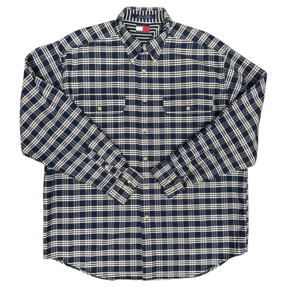 VTG Men's TOMMY HILFIGER Oversized Plaid Oxford Long Sleeve Shirt | Size M - Picture 1 of 11